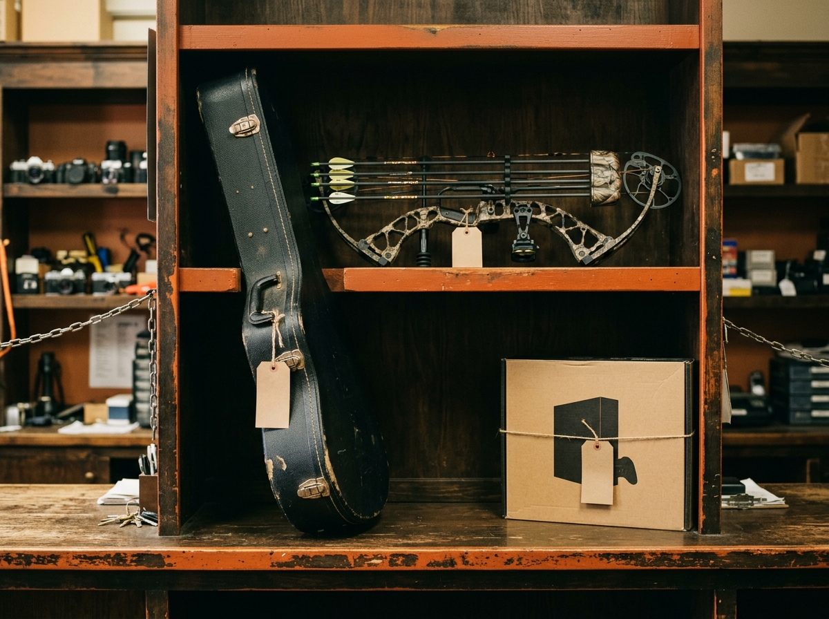 Tagged items set aside on a layaway shelf